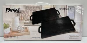 lot 29 image: Parini Cookware Double Burner Reversible Pre - seasoned Cast Iron GrillGriddle 9.4 x 18