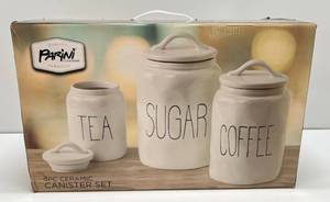 lot 32 image: Parini Cookware Quality Ceramics 3PC Ceramic Canister Set