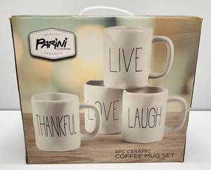 lot 34 image: Parini Cookware Quality Ceramics 4PC Ceramic Coffee Mug Set