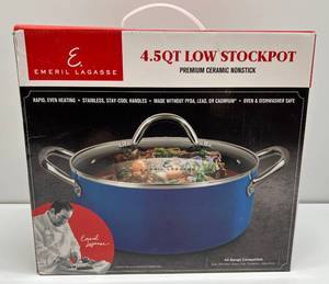 lot 49 image: Emeril Lagasse 4.5 QT Low Stockpot Premium Ceramic Non-Stick