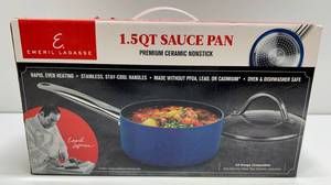 lot 51 image: Emeril Lagasse 1.5 QT Sauce Pan Premium Ceramic Non-Stick