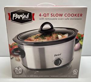 lot 55 image: Parini Cookware 4 - QT Slow Cooker With Removable Oven - Safe Stoneware