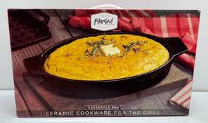 lot 64 image: Parini Cookware Glazed Ceramic Casserole Pan Ceramic Cookware For the Grill