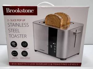 lot 74 image: Brookstone 2 - Slice Pop Up Stanless Steel Toaster