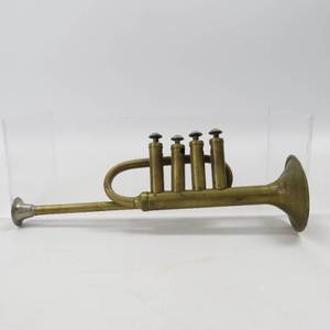 lot 16 image: Antique Brass Toy Trumpet Musical Instrument Made in France Working
