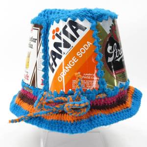 lot 20 image: Vintage Handmade Crochet Soda & Beer Can Hat