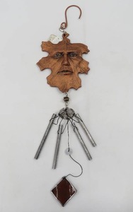 lot 24 image: Vintage 1986 Carson Wind Chime Copper Leaf wFace & Original Box