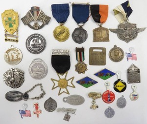 lot 28 image: Vintage Lot of of Medallions, Coins, Pins, Medals More Including Military