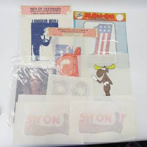 lot 30 image: 1970s-80s Shirt Iron-On Transfers Harley Davidson, Leon Russell, Sit on IT & More NOS