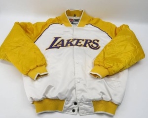 lot 2 image: Vintage Mens Nike Los Angeles Lakers NBA Basketball Snap Satin Jacket Medium