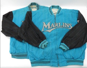 lot 4 image: Lot of 2 Vintage Mirage Mens MLB Florda Marlins Zip Up Jackets