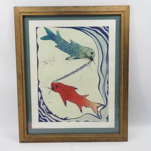 lot 62 image: Vintage 1969 Penn Prints New York Salvador Dali PISCES Lithograph P3129