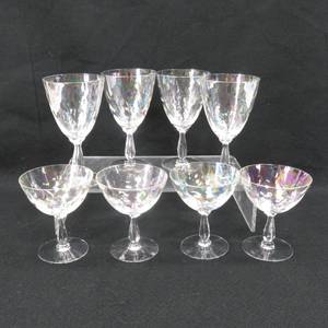lot 64 image: 8pc Vintage Fostoria Iridescent Drinking Glasses