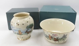 lot 75 image: Disney Lenox Winnie the Pooh The Honey Pot Vase & Balloons of Cheer Bowl wBoxes