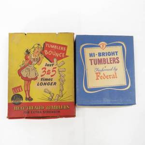 lot 88 image: Vintage lot of Libby & Federal Glass Tumblers wOriginal Boxes