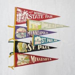 lot 91 image: 6 Vintage MinneapolisSt. Paul Pennants Including State Fair