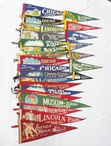 lot 94 image: 25 Vintage ChicagoIllinois Travel Pennants, Lincoln Park, History Museum & More