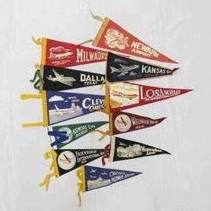 lot 99 image: 11 Vintage Airport Travel Souvenir Pennants, Newark, Los Angeles, Kansas City & More