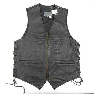 lot 124 image: Mens Pro Rider Cowhide Leather Black Motorcycle Vest Size 42