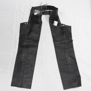 lot 116 image: New Unisex Pro Rider Black Leather Motorcycle Chaps Cowhide Size L