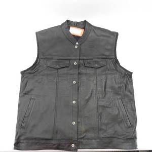 lot 114 image: New Mens Leather Motorcycle Vest Black XXL Pro Rider USA