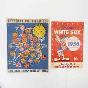 lot 172 image: Vintage 1950s Baseball Score Book & Program Chicago Cubs, White Sox