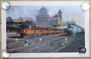 lot 190 image: Limited Edition #7 of 30 Robert L. Hunt (2005) Railroad Print on Canvas Illinois Central, New York Central