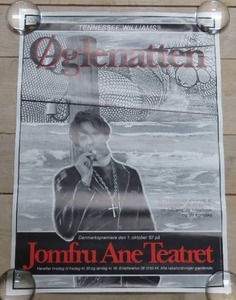 lot 209 image: Vintage 1987 Danish Theatre Poster - Tennessee Williams - Oglenatten