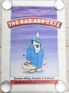 lot 211 image: Vintage The Bad Ass Cafe Poster Dublin Ireland First Pizza Factory Menu on Back