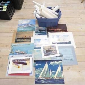 lot 217 image: 35 Ship and Boat Vintage and Newer Posters, Calendars and More