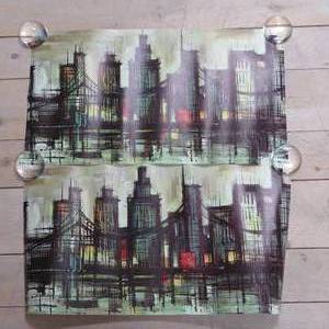 lot 220 image: 2 CityscapeBridge Lithographs - 27 x 15