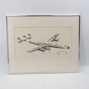 lot 230 image: Framed Limited Edition 239500 Lockheed Constellation Plane by Joe Milich - 20 x 16