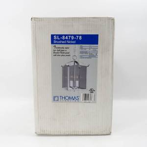 lot 241 image: Brushed Nickle Two Light Foyer Fixture with Clear Glass Panels - NEW - Thomas Lighting