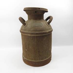 lot 260 image: Vintage Large Milk Can Ed Lancamp Anamosa, IA Blue Valley Creamery Co.