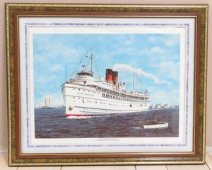 lot 270 image: Framed & Matted Great Lakes Memories Signed Jim Annis 1987 North American Ship Print