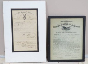 lot 273 image: Antique 1897 United States of America Citizenship Signed Document Anoka MN, 1917 Framed Military Document