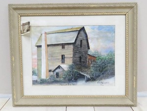lot 274 image: Vintage 1966 Framed & Matted Phelps Old Mill Watercolor Painting Signed F.A. Helmeke