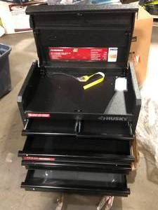 lot 8 image: Husky 26 in. W x 15.9 in D Standard Duty 5-Drawer Top Tool Chest in Textured Black  Customer Returns See Pictures
