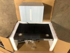 lot 9 image: AKDY 30 in. 343 CFM Convertible Wall Mount Black Stainless Steel Kitchen Range Hood with Touch Panel  Customer Returns See Pictures