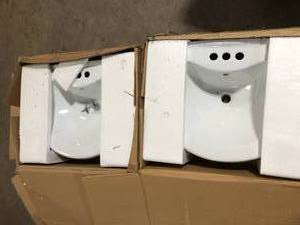 lot 17 image: Lot of 2 Glacier Bay Shelburne 8.2 in. Pedestal Sink Basin in White Vitreous China   Customer Returns See Pictures