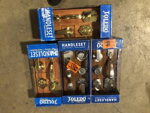 lot 27 image: Lot of Cordoba Double Cylinder Satin Nickel Door Handleset by TOLEDO  Customer Returns See Pictures