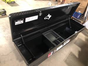 lot 31 image: Husky 71.36 in. Matte Black Aluminum Full Size Crossbed Truck Tool Box   Customer Returns See Pictures