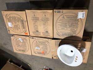 lot 38 image: Lot of Bootz Industries Laurel Round Drop-In Bathroom Sink in White  Customer Returns See Pictures