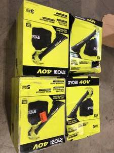 lot 42 image: Lot of 4 RYOBI 40V Vac Attack Cordless Battery Leaf VacuumMulcher (Tool Only)  Customer Returns See Pictures