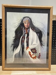 lot 26 image: Framed Indian Girl Decor (see pics)