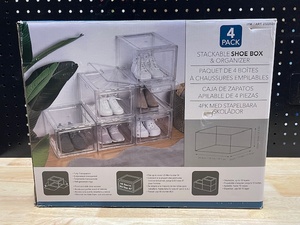 lot 45 image: Stackable Shoe Box & Organizer 4 Pack
