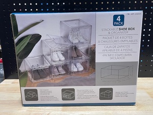 lot 46 image: Stackable Shoe Box & Organizer 4 Pack