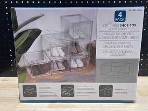 lot 47 image: Stackable Shoe Box & Organizer 4 Pack