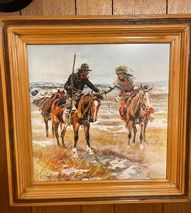 lot 13 image: A Doubtful Handshake by Charles Marion Russell