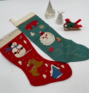 lot 50 image: Vintage Felt Christmas Stockings and Ornaments